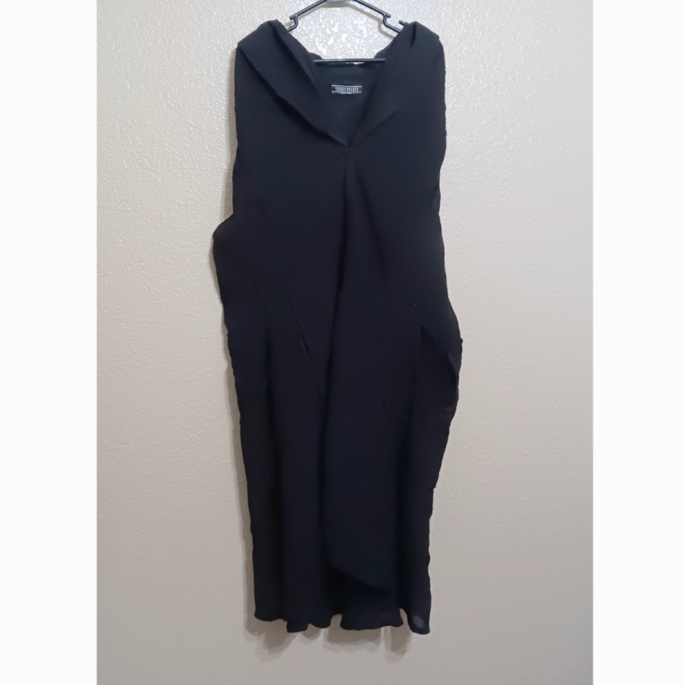 Transparente Black Label Black Linen Hi Low Lagenlook Dress